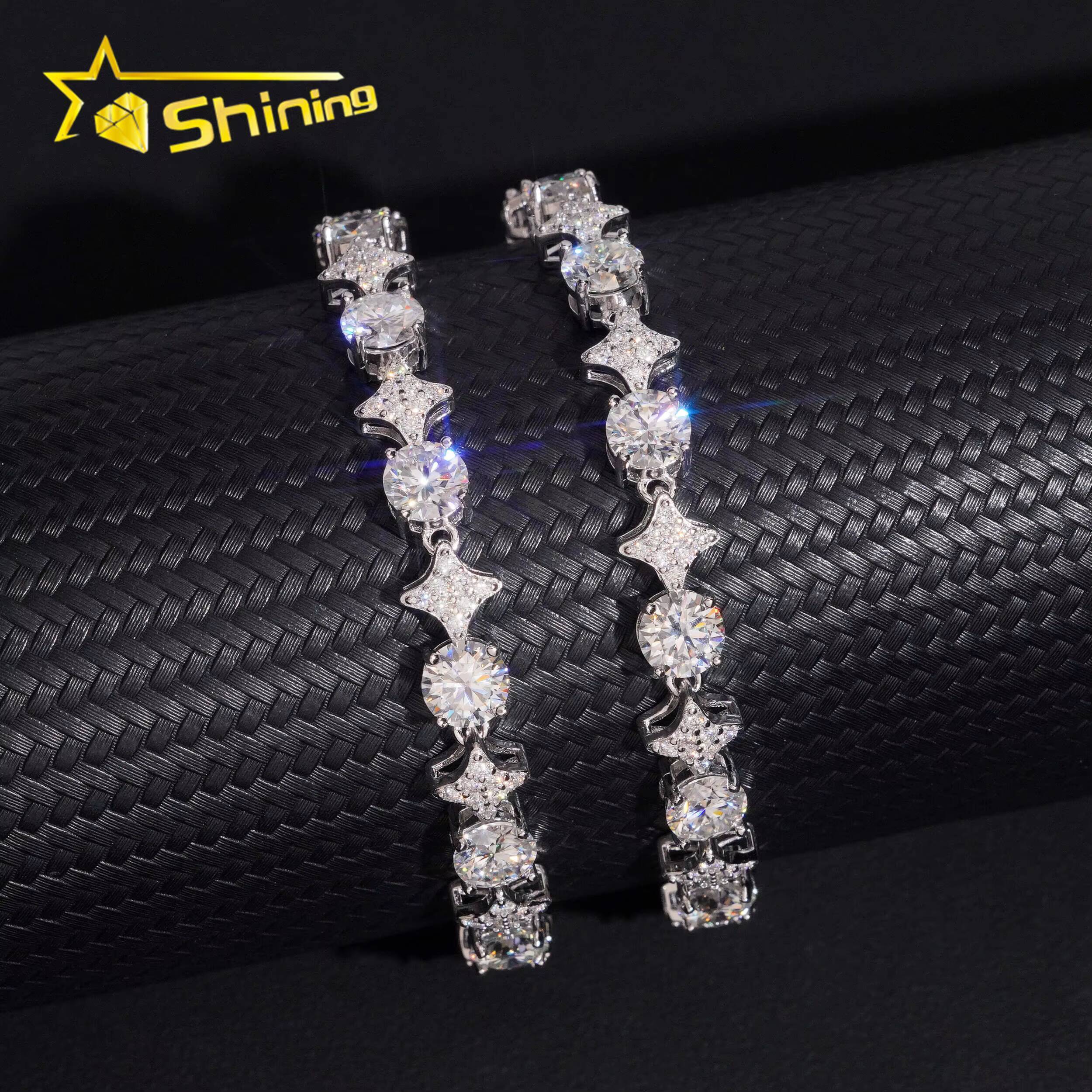 New Design Bracelet 925 Sterling Silver Gold Plated VVS Moissanite Pass Diamond Test Sparkling Bracelet