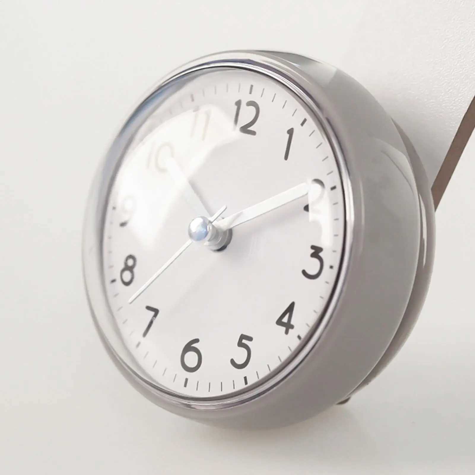 Shower Anti Fog Waterproof Mini Small Table Decoration Kitchen Living Bathroom Room Wall Clock Toilet Round Sucker Decor Art D260318