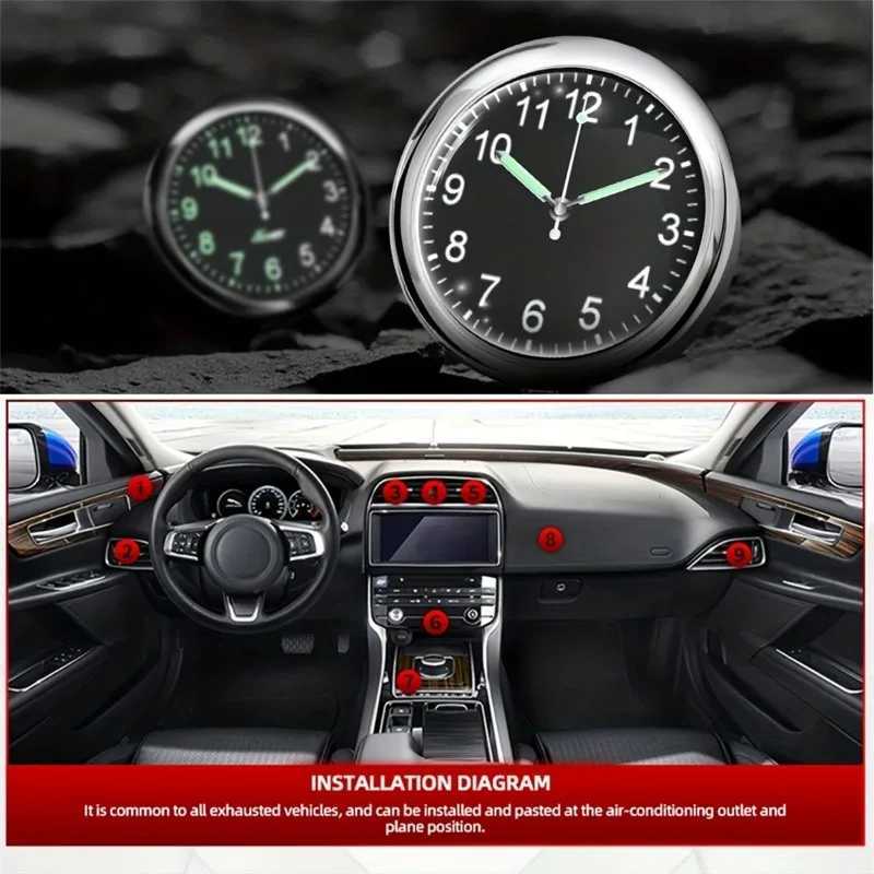 1pc Glow Decorative Car Clock Mini Quartz Watch for Car Decoration D260318