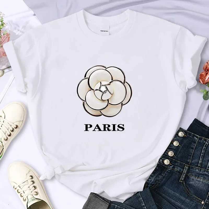 Luxury Brand Flower For Womens High-Quality Summer Printing T-shirt Casual Oversized Y2k Personality Sleeve O-neckT260317