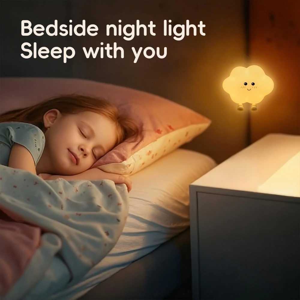 Novelty LED Star Cloud Silicone Night Light Nursery Sleeping Wall Lamp Rechargable Beside Lamp For Baby Bedroom Decor H260318