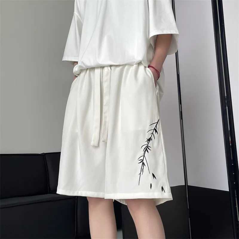 Embroidery Casual Shorts Men Sports pants Summer Basic Simple Loose Hip Hop Streetwear Chinese style Leisure Shorts White/Black M260318