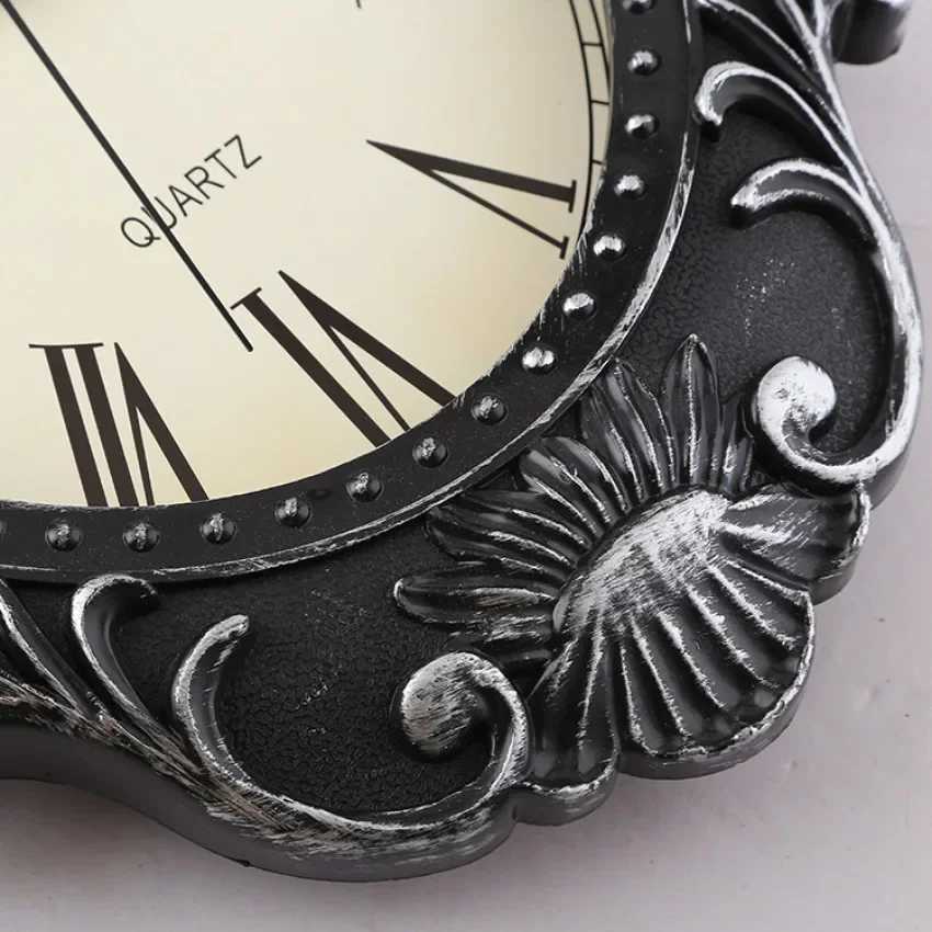 14 Vintage European Court elegance classical Style Wall Clock with Electroplated Black Gold/Silver Roman Numerals for bedroom D260318