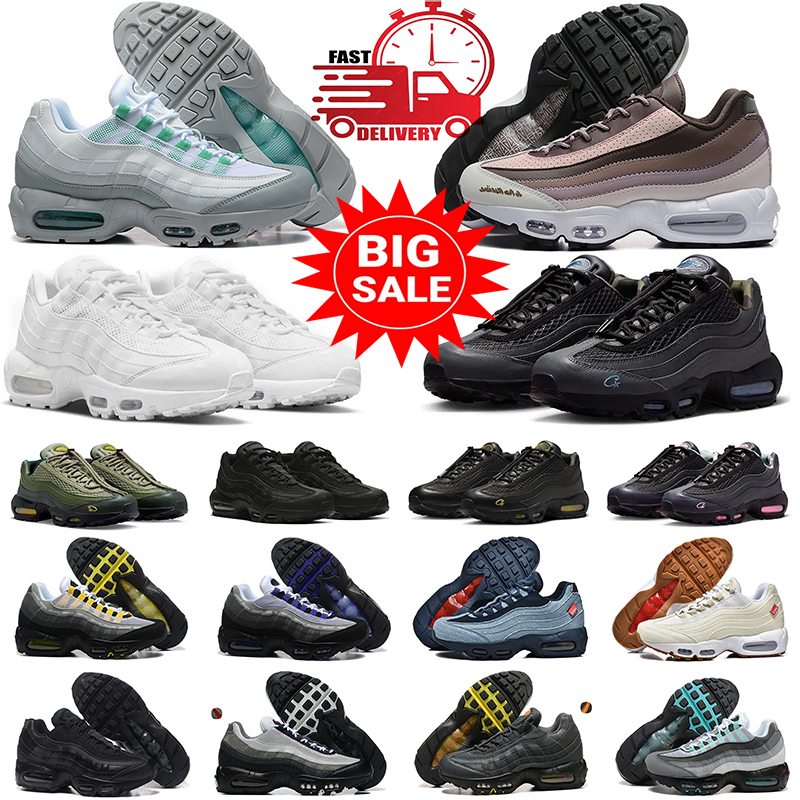 Running Shoes 95 Women Mens Trainers 95s Triple Black Reflective White Big Bubble Solar Red Speed Cactus Grey Fog Grape Neon Bred Sneakers 40-46