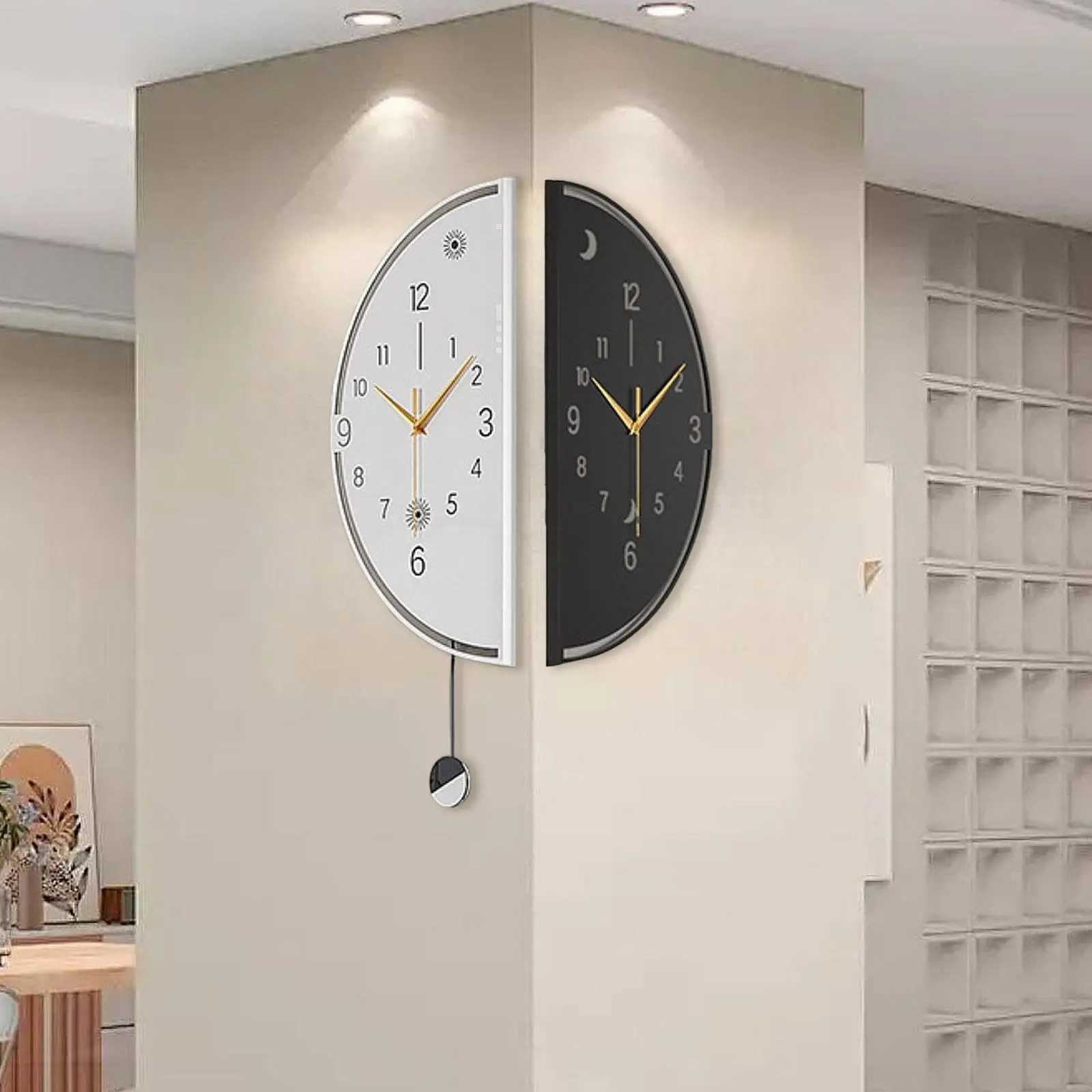 Double Sided Corner Wall Clock Iron Art Simple Unique Modern Wall Decoration for Kitchen Living Room Home Office Dining Room D260318