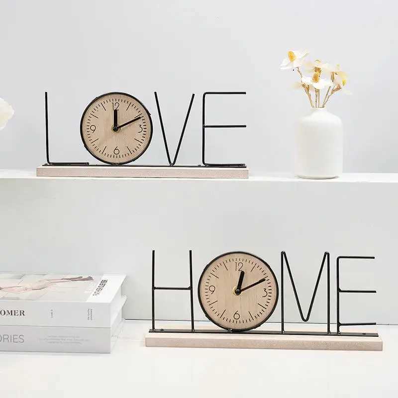 1 Piece Wooden Nordic Style Table Clock - Creative Art Ornament Fashion Desktop Clock for Home Living Room Decor D260318