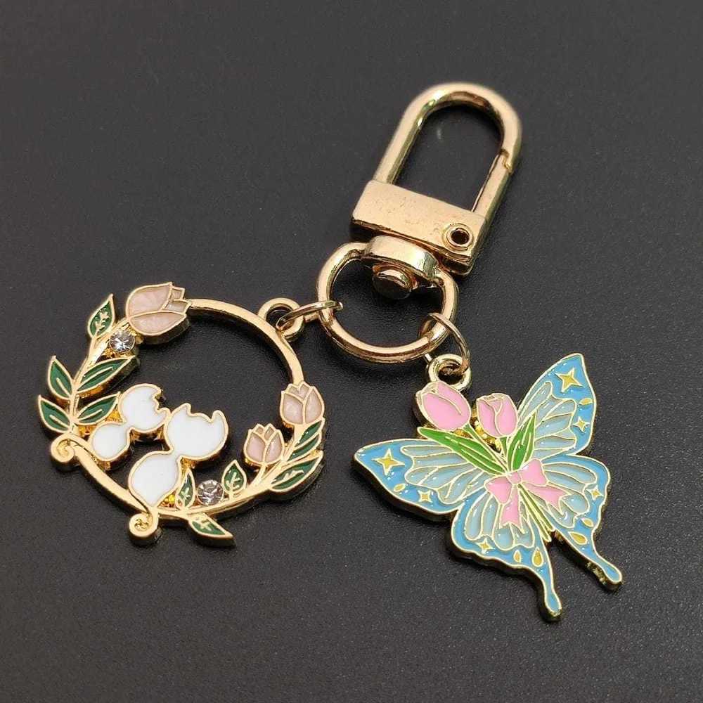 Colorful Enamel Metal Butterfly Flower Rabbit Keychain TrenDY Cat Keyring Pendant Key Ring Chain Women Girls AccESSory H260318 - view 5