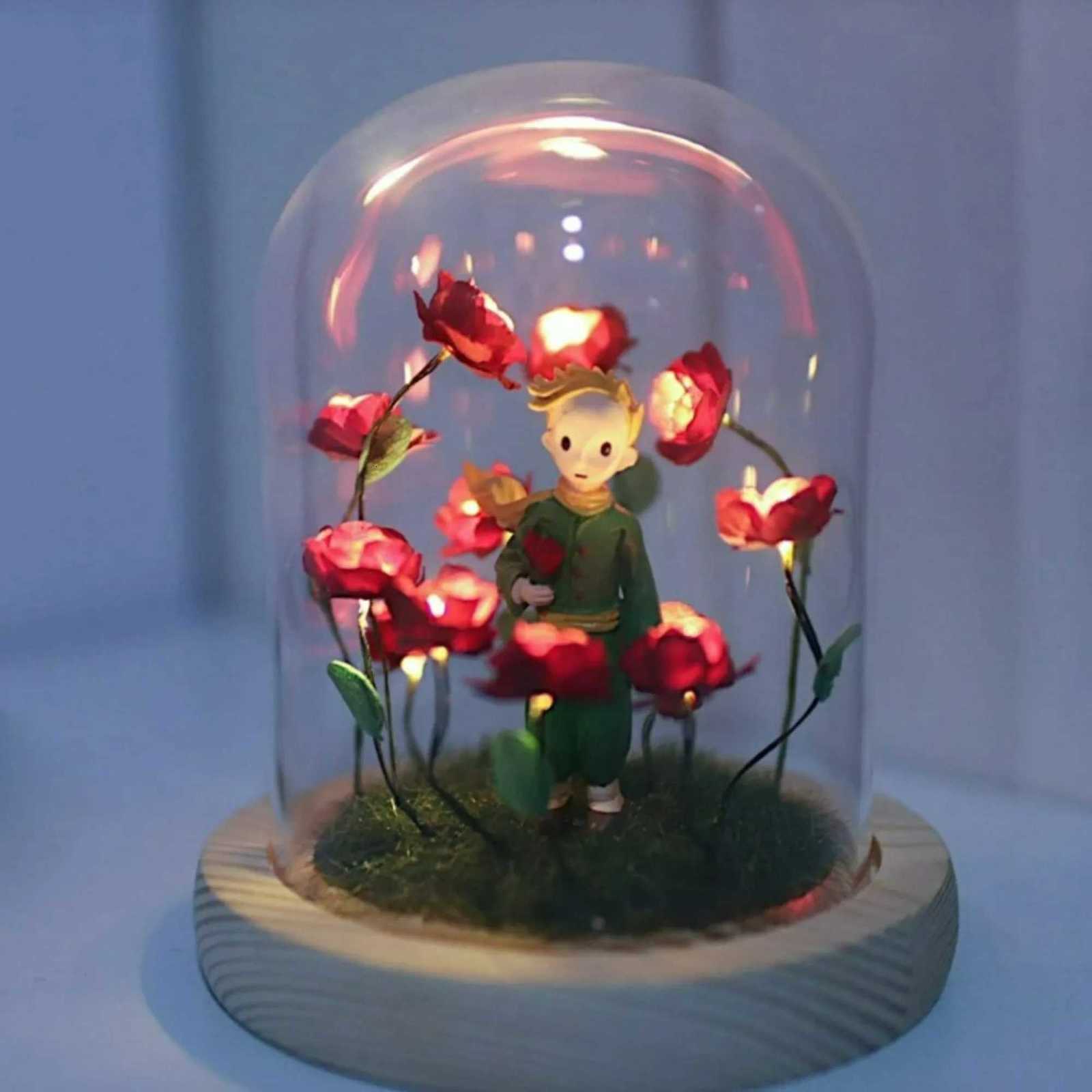 Little Prince Night Light Immortal Rose Atmosphere Lamp Handmade DIY Gift Christmas Valentine Birthday Gift for Girl H260318