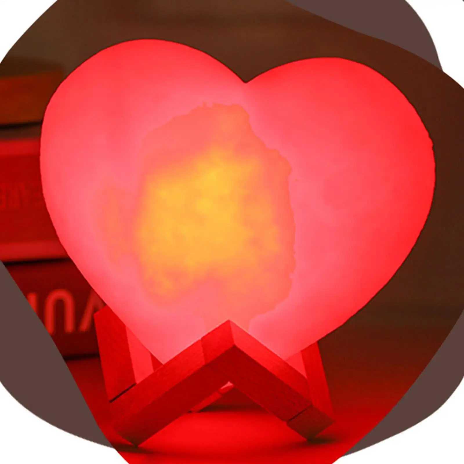 Heart Night Light 16-Color USB Rechargeable LED Nightlight Heart Shaped Light with Stand and Remote Control for Valentines Day H260318