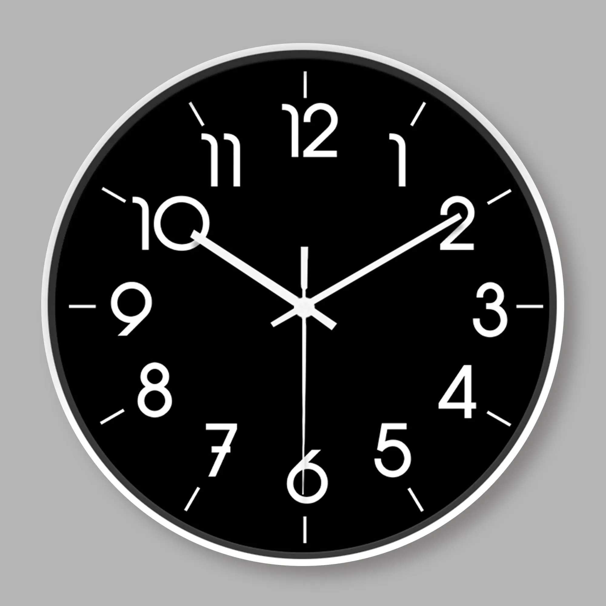 Round Minimalist Black - and - White Wall Clock Classic Simple Decor Batteries Not Included 10-16 Inches D260318