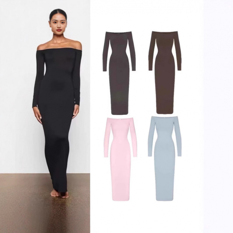 Designer Skirt Women Dress Skirts K-Style Luxury Bodycon Slim Skirt Kardashian Hourglass Shape Ribbed BBL Effect Second Skin Onyx Sand Seamless Backless Maxi Midi