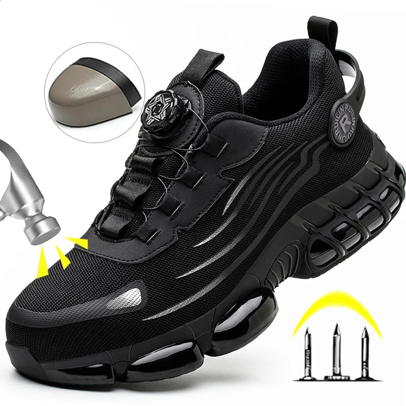 Mens Safety Shoes Protection And Elastic Safety Boots Fashionable Casual Shoes Breathable Odor Protection Mens Work Shoes 260318