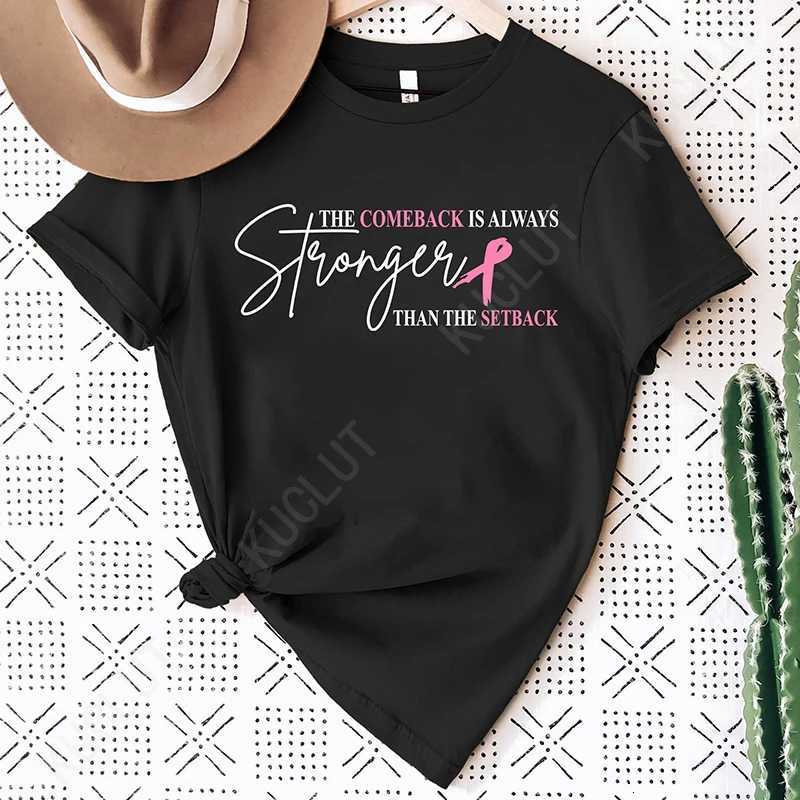 Pink Breast Cancer Shirt Women The Comeback Is Always Stronger Than The Setback Pink Ribbon Breast Cancer Survivor T-ShirtsT260317