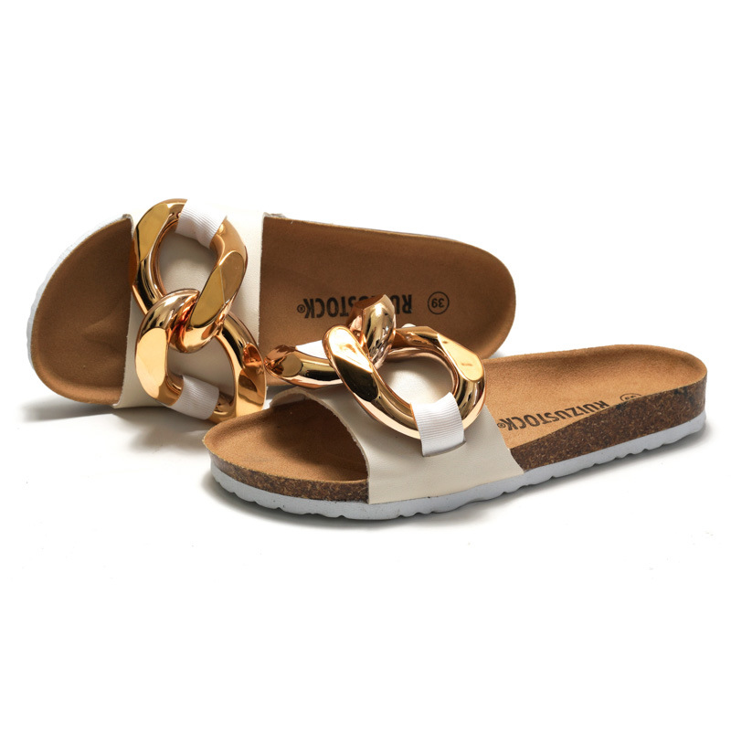 RUIZUSTOCK Summer New Casual Fashion Designer Slippers Metal Ring Breathable Travel Beach Shoes Sandals for Women