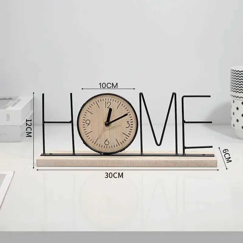 1 Piece Wooden Nordic Style Table Clock - Creative Art Ornament Fashion Desktop Clock for Home Living Room Decor D260318