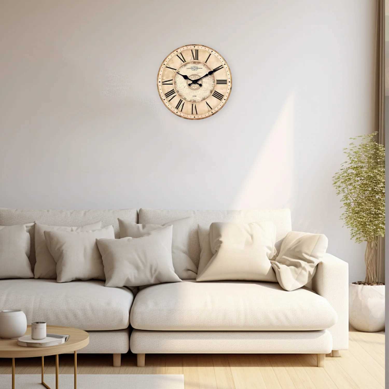 Roman Numeral Pattern Wooden Wall Clock for Living Room Bedroom Kitchen Home Decoration Silent Quartz Clock Holiday Gift 10 Inches 12 Inches 14inch 16