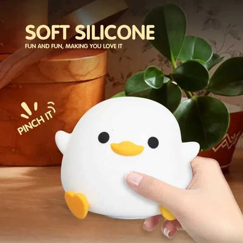 LED Night light Cute duck Cartoon animals Silicone lamp for children kid Touch Sensor Timing USB Rechargeable for birthday gifts H260318