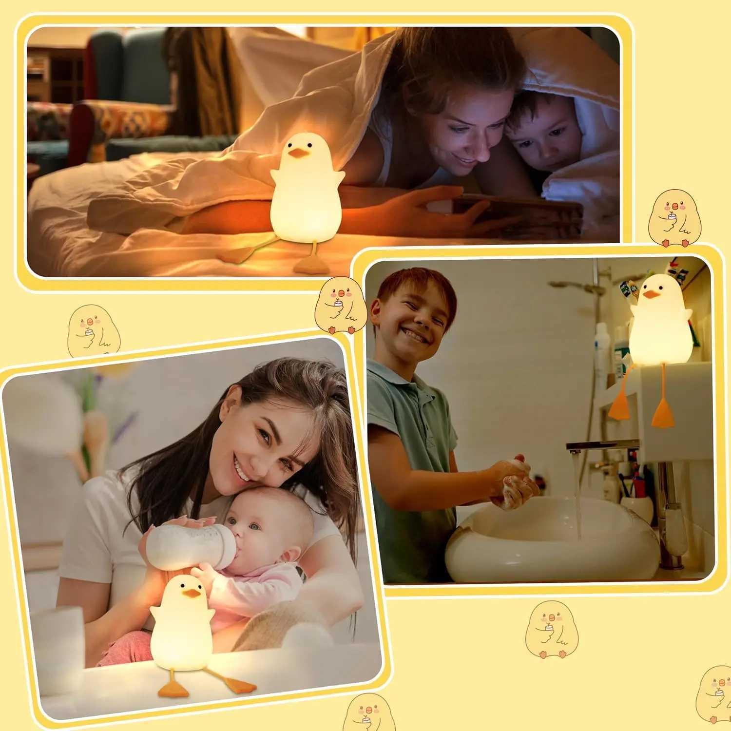 Cute Duck Light Portable USB Rechargeable Timed Dimming Silicone Night Light Is Perfect for Family Bedrooms Holiday Gifts H260318