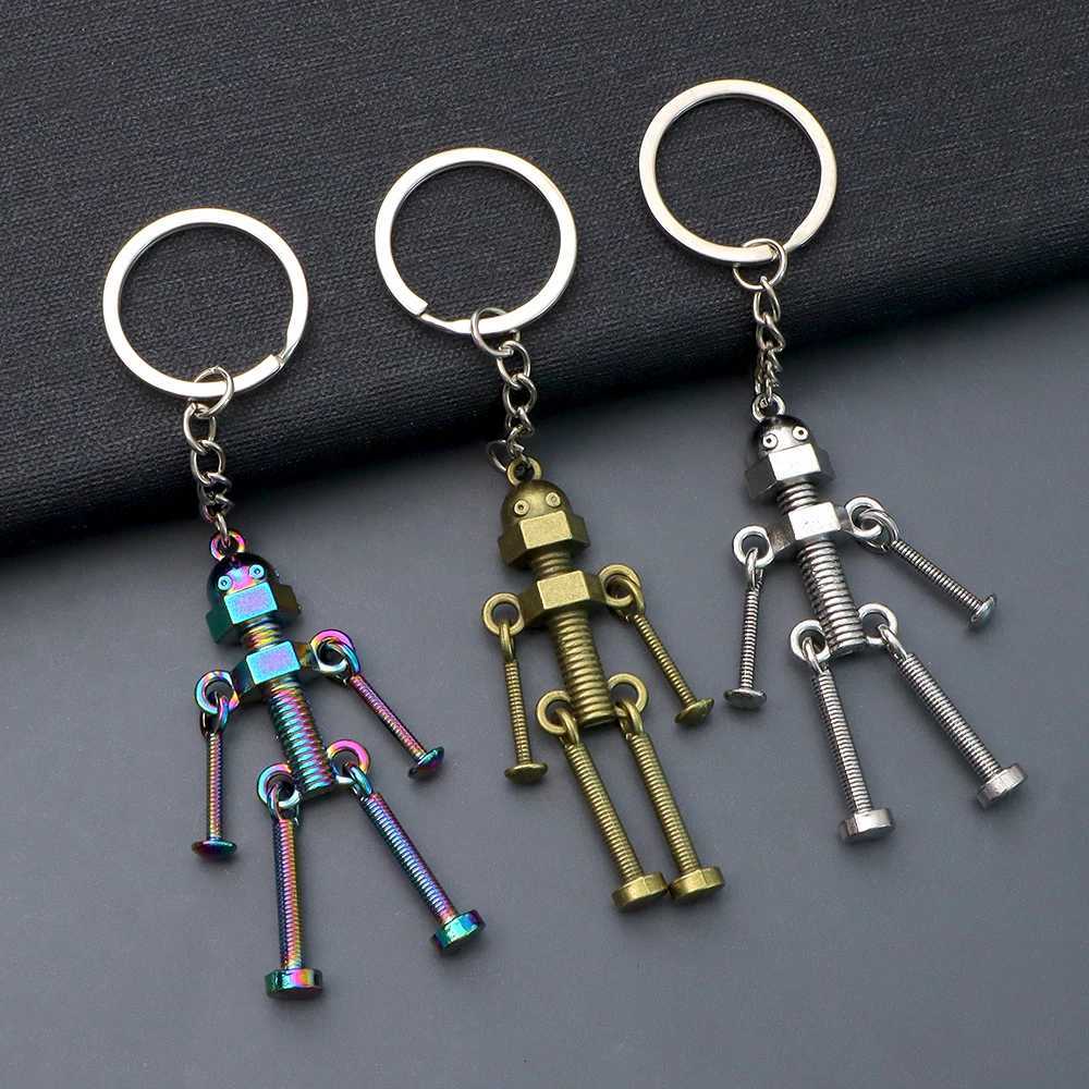 Creative Movable Robots Retro Metal Mini Square Shape Robot Keyring for Men Punk Backpack Car Key Holder Accessories Cool Gift H260318 - view 5