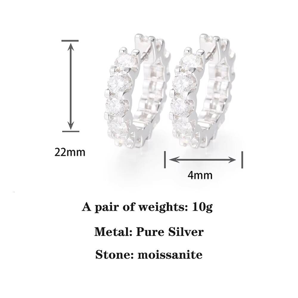 Fashion Stud Earrings 18K Gold Plated Sterling Silver 925 Hoop Earrings Gemstone Moissanite Piercing Men Women Tarnish Earrings