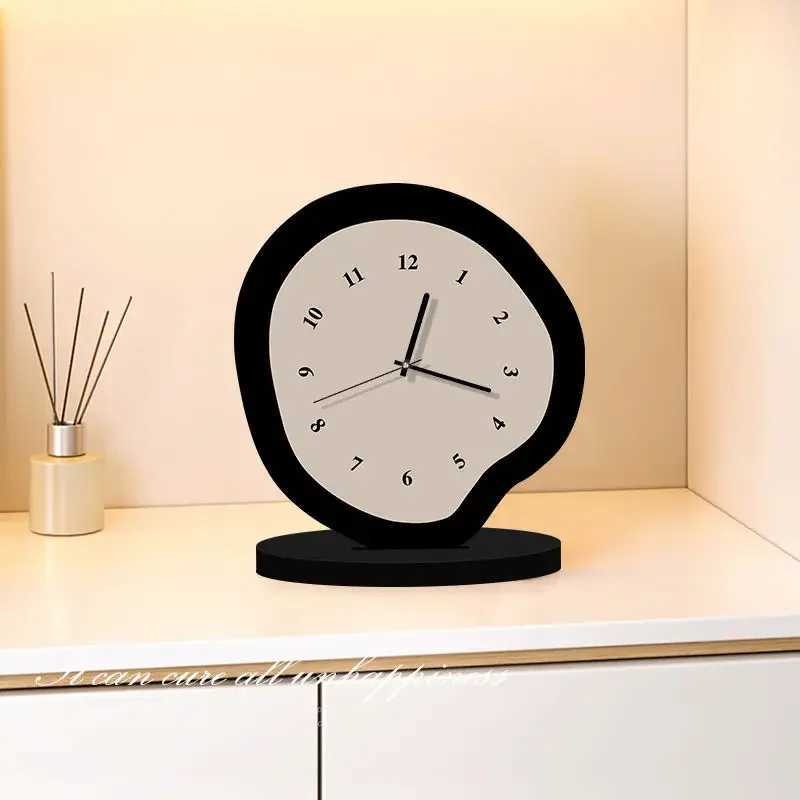 Cream Style Wall Clocks Modern Table Needle Clocks Desktop Clock Ornament Living Room Decorations Home Countertops Decor D260318