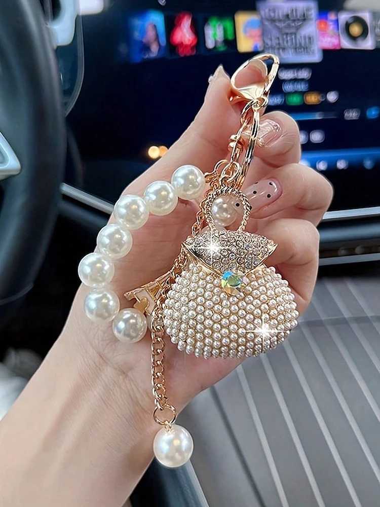 Korean Pearl Beads Diamond Studded Key Chain Advanced Exquisite Bag Pendant Holiday Gifts H260318