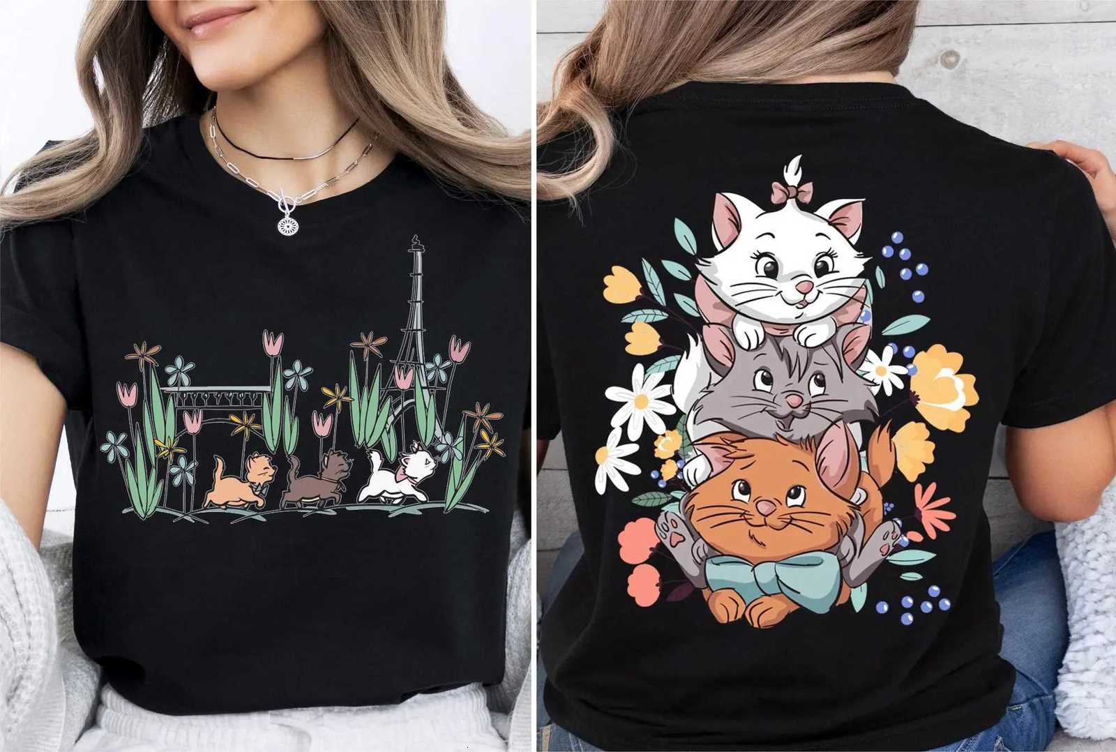 Women Summer Cartoon New T-Shirt The Aristocats Shirt Marie Toulouse Berlioz Cats Tee Y2K Street Fashion Casual Versatile TopT260317