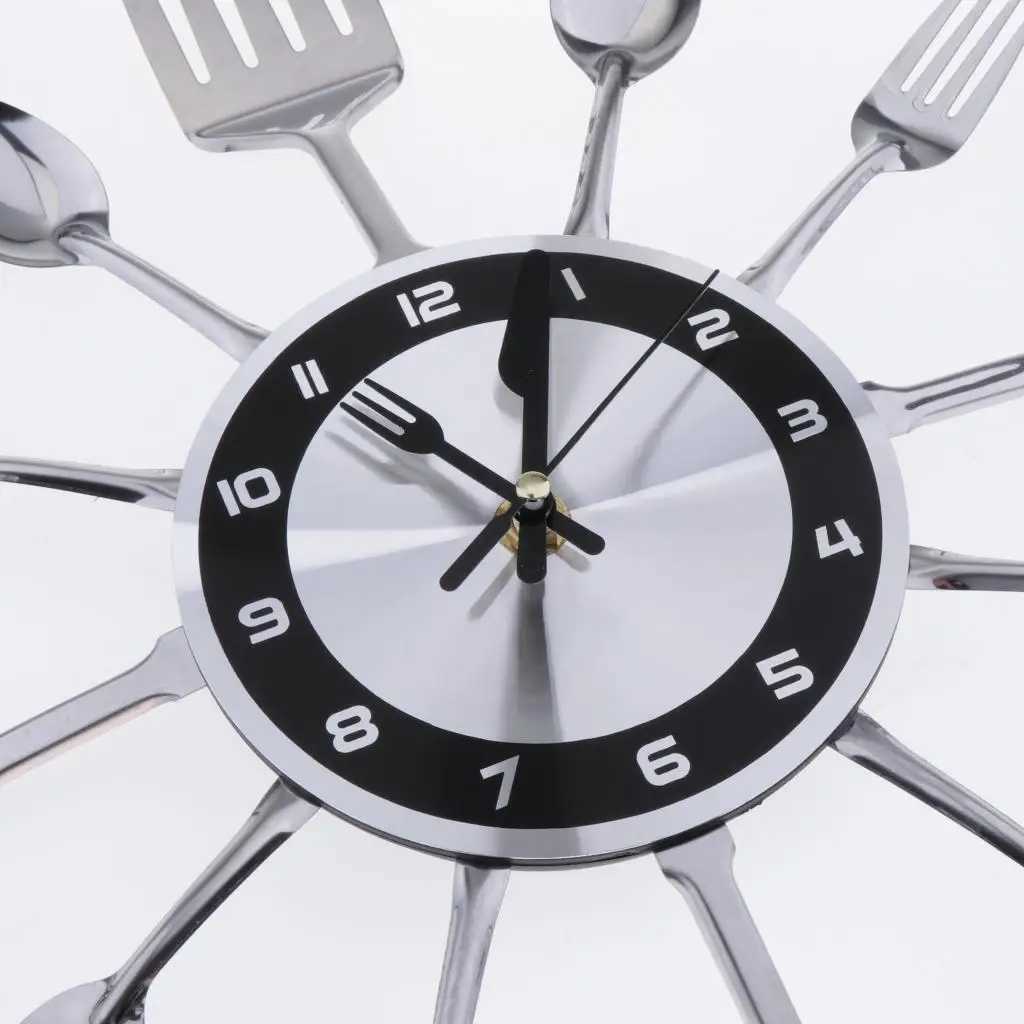 Kitchen Wall Clock Cutlery Kitchen Utensil with Forks Spoons Decor Wall Watch Creative Tableware Wall Clock for Home Living Room D260318