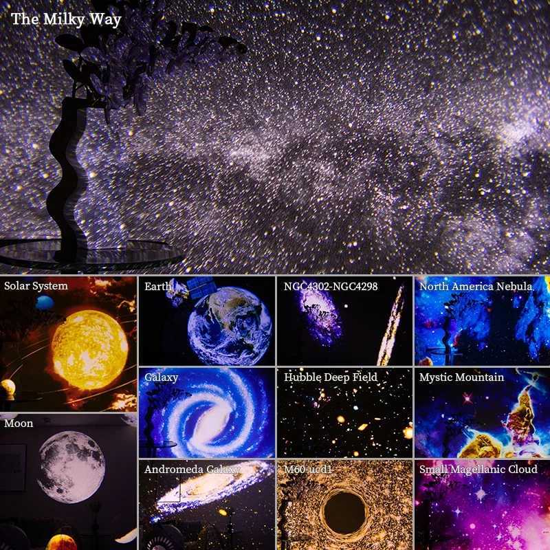 Night Light Galaxy Projector Starry Sky Projector 360 Rotate Planetarium Lamp For Kids Bedroom Valentines Day Gift Wedding Deco H260318
