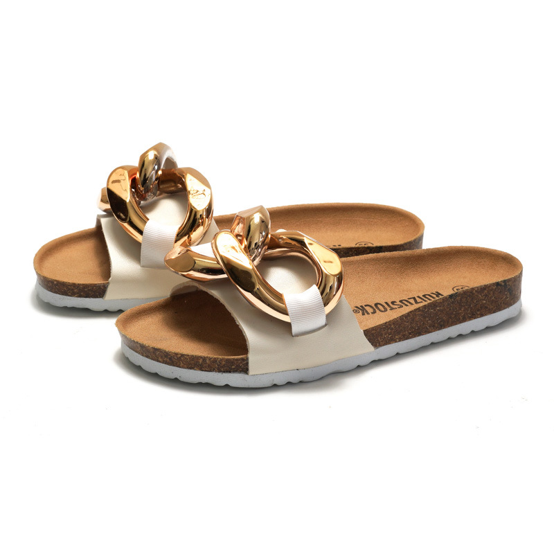 RUIZUSTOCK Summer New Casual Fashion Designer Slippers Metal Ring Breathable Travel Beach Shoes Sandals for Women