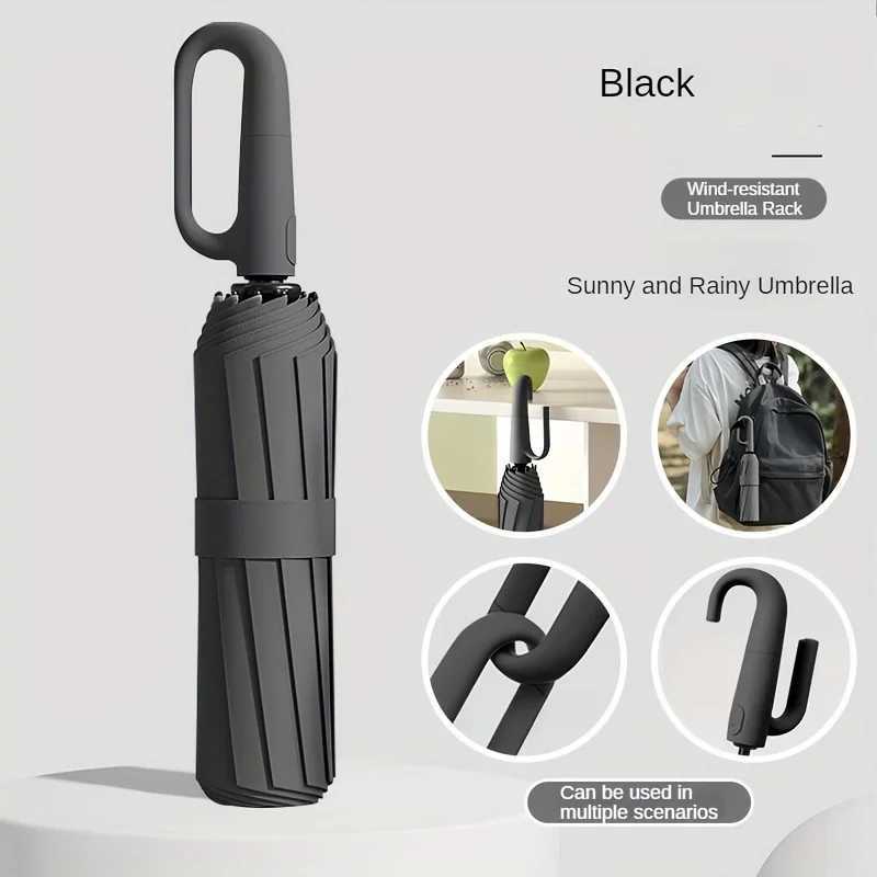Strong Reinforced Wind-resistant Rain-resistant Dual-purpose UV-resistant Fully Automatic Ring-buckle Umbrella Outdoor Portable H260318 - view 3