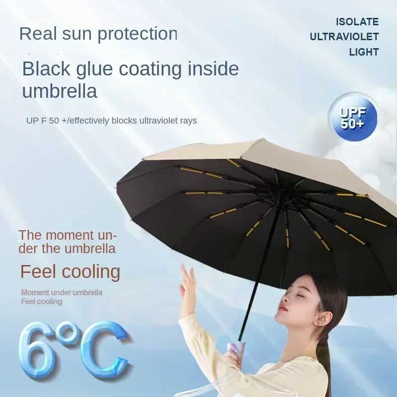 NEW Automatic Lock Portable Large Umbrella Reinforced Mens Folding Umbrella Rain And Sun Dual Use Womens Specialty H260318 - view 3