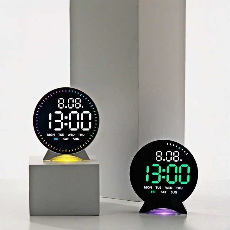Digital Alarm Clock Week Date Second Hand Display Mood Light Dual Alarm Auto Dimmable Snooze Table Clock 12/24H DST LED Clock D260318