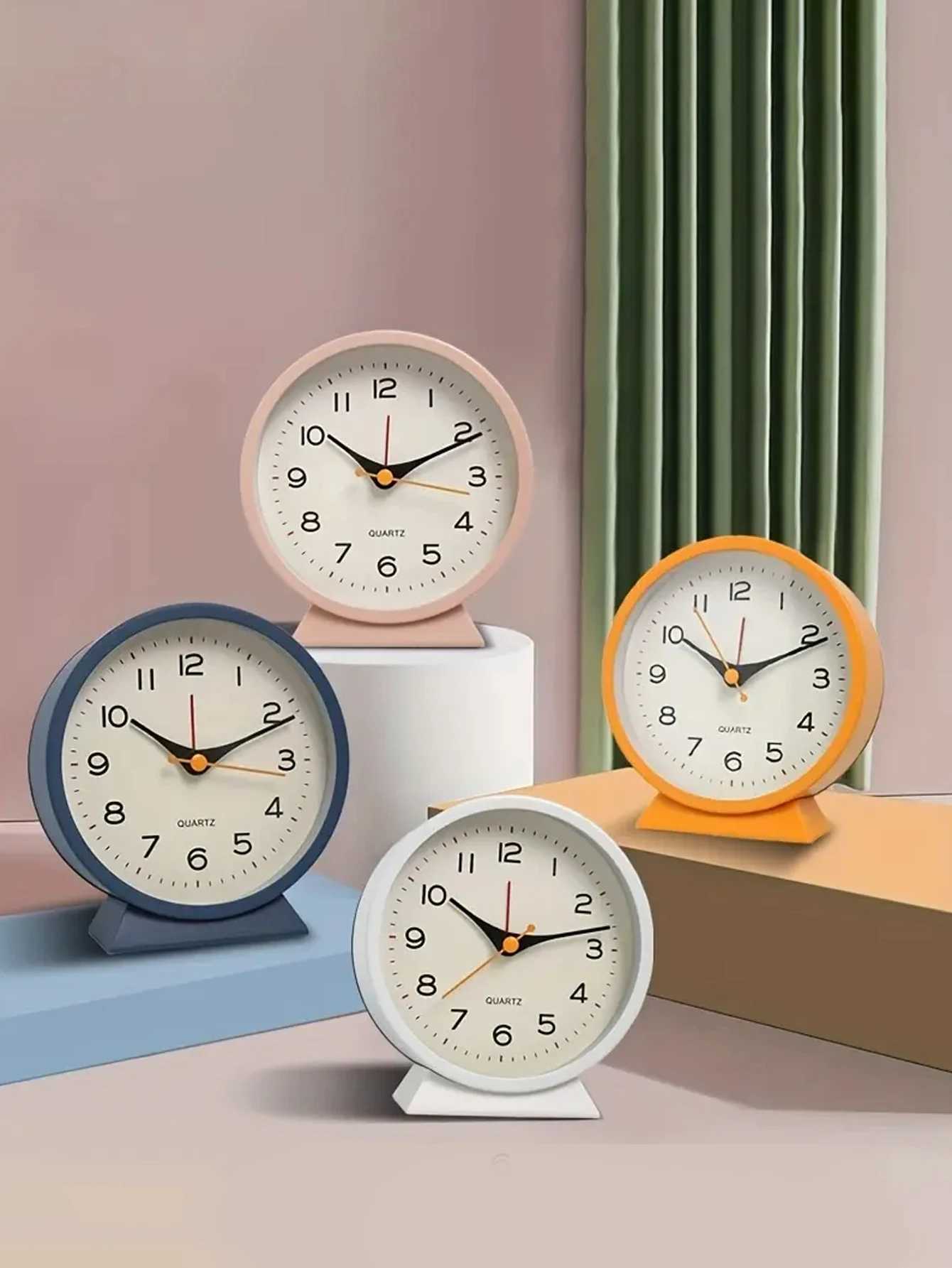 1pc simple metal small alarm clock creative bedside clock desktop mute student clock D260318