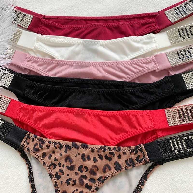 Women Panties Rhinestone Letter Comfort Brief Sexy T-back T260318