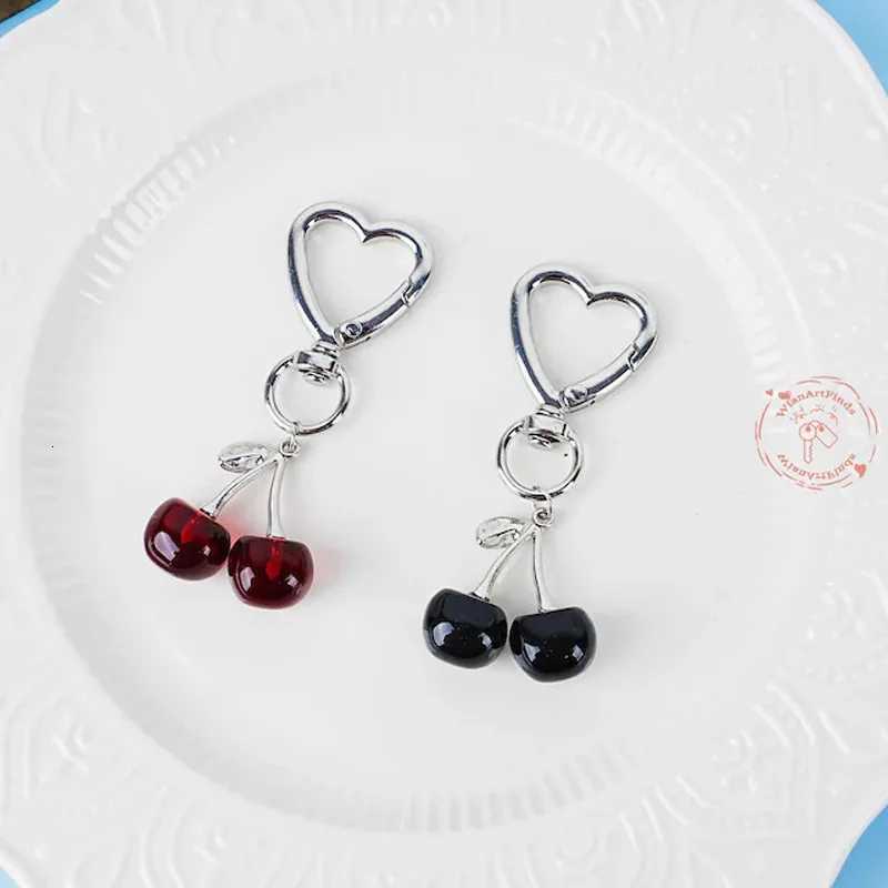 Cute Exquisite Stereo Transparent Simulated Fruit Red Little Cherry Resin Keychain for Women Bag Pendant Jewelry Accessory Gifts H260318 - view 4