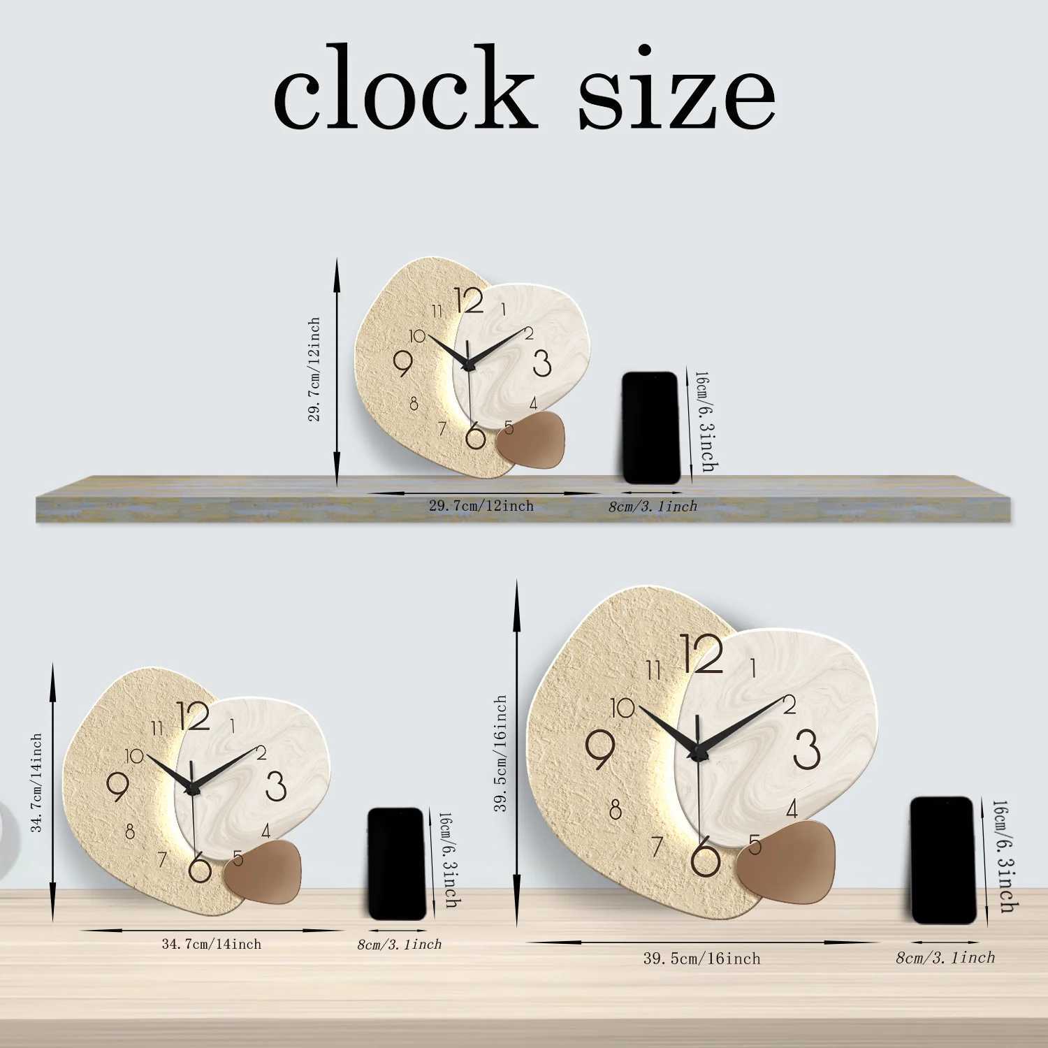 Modern Simple Wall Clock Silent Quartz Clock Bedroom Clock Living Room Sofa Background Decoration Wall Clock No Battery D260318