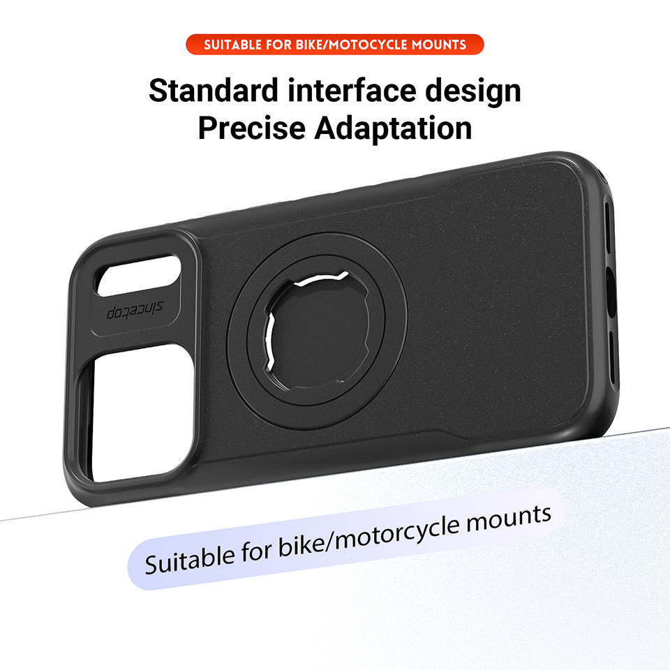 Rugged Case for iPhone 17 Pro Max Compatible with Quad Lock Mount - Anti-Vibration Shield for MTB Mountain Bike & Motorcycle Handlebar