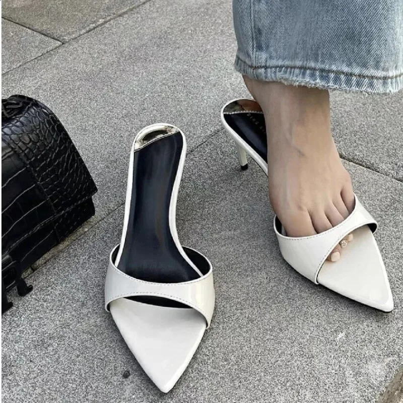 Summer Women High Heels Sexy Pointed Toe High Heeled Sandals Fashion Thin High Heeled Slippers for Women Peep Toe Mules Slippers 260318