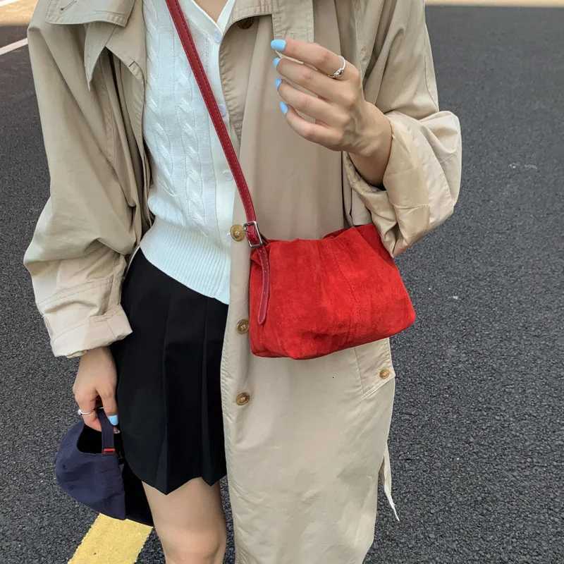 Women Crossbody Bag Adjustable Strap Women Suede PU Leather Shoulder Handbags Bucket Bags for Travel Work 2025 Autumn and WinterZ260317