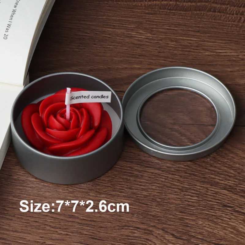 Round Tin Box Floral Tealight Candle 3D Rose Flower Designs Holiday Gifts Aromatherapy Candles Home Scented Natural Soy Candles D260318