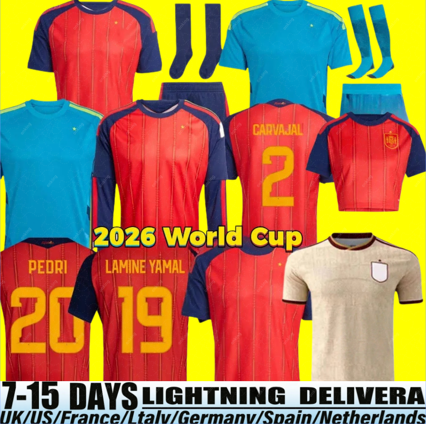 2026 Spain LAMINE YAMAL Soccer Jerseys 26 27 WILLIAMS JR MORATA FABIAN JOSELU OLMO Spanish Espana Football shirt RODRIGO PEDRI CARVAJAL kids kit women Men