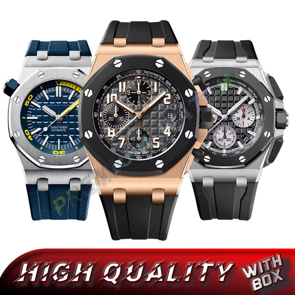 Luxury Mens Audemare Pegeut AAA Watch Designer Audermars Pigeutlies Skeleton Wristwatch Man Watch Rubber Strap Watch High Quality Quartz Automatic Watch Box d37