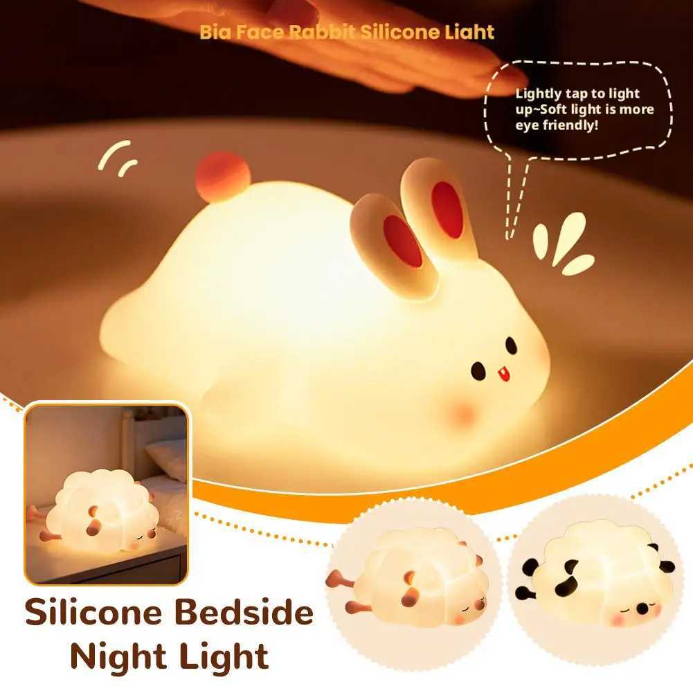 ute Silicone Squishy Night Lamp Fox Rabbit Dimmable Nursery Nightlight Rechargeable Timing Bedside Table Lamp With Touch Sensor H260318