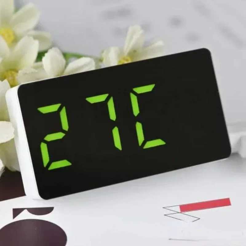 Mirror Table Clock Multifunctional Digital Alarm Snooze Display Time Night LED Light Desk Desktop Home Decor Gifts for Children D260318