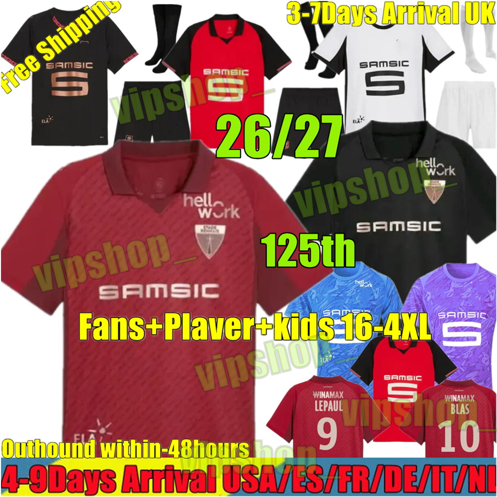 3XL 4XL Stade Rennais 2026 125th Anniversary Jersey Rennes Soccer Jerseys 125 Kit 25 26 27 GOUIRI BLAS TRUFFERT Maillots De Foot Rennes 2025 2026 Football Shirt KIDS