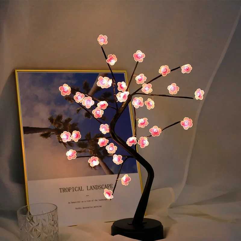 LED Golden Leaf Table Lamp Christmas Tree Fairy Light Night Lights Home DIY Party Wedding Bedroom Decoration Mothers Day Gift H260318
