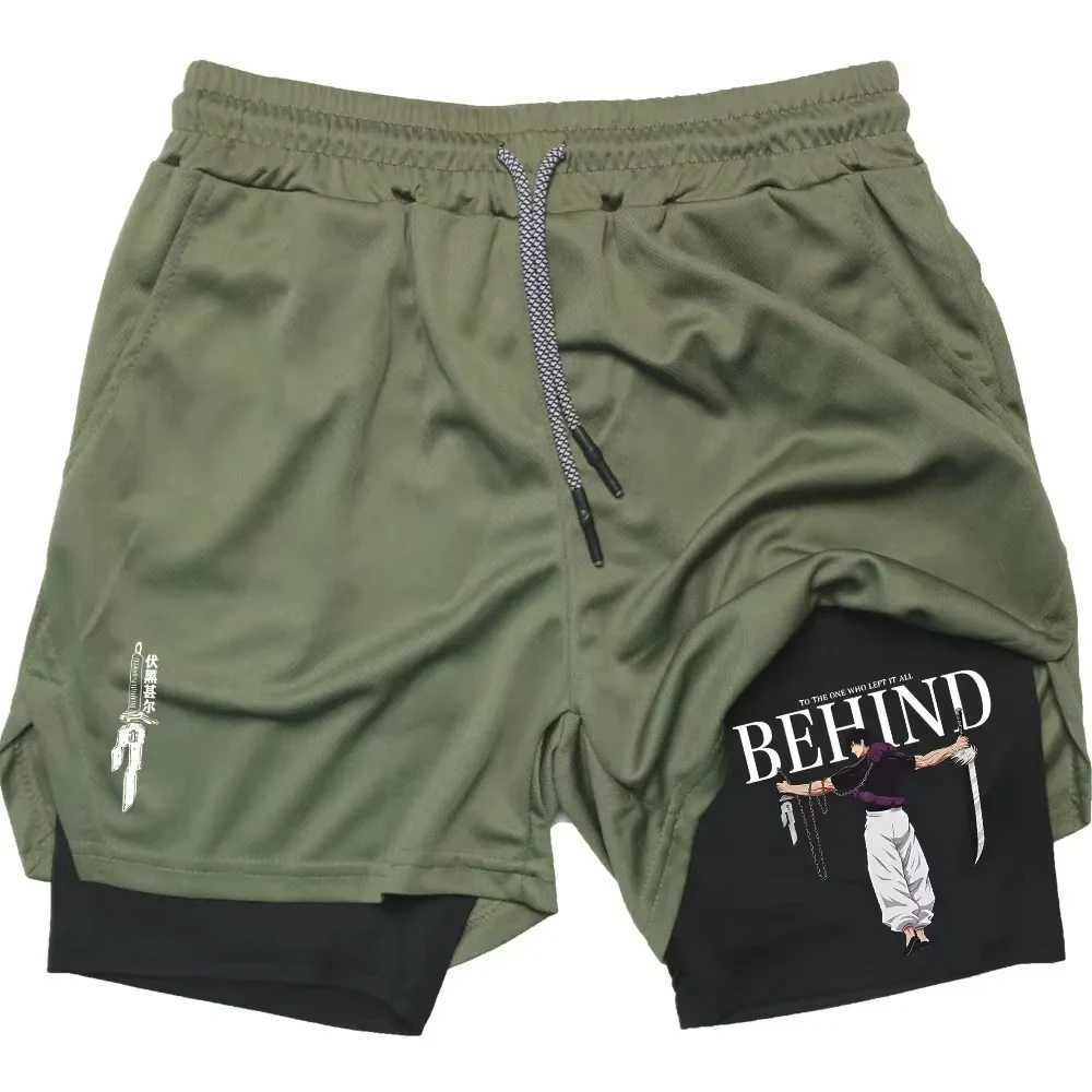 Anime Toji Print Mens 2-in-1 Shorts Quick Dry Double Layer with Mesh Liner for Gym Running ZY0074 M260318