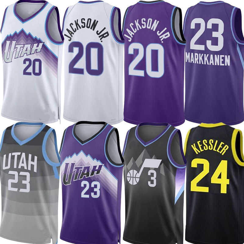25 26 Jazzs Basketball Jerseys Lauri Markkanen Keyonte George Jaren Jackson Ace Bailey Walker Kessler Isaiah Collier Brice Sensabaugh Retro Karl Malone Jersey