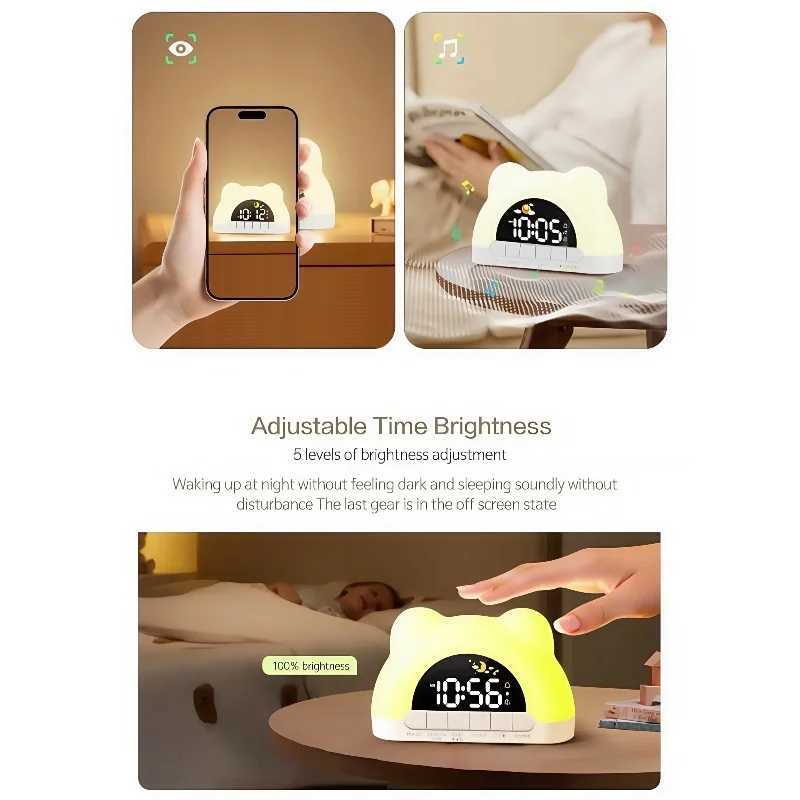 USB Powered Digital Alarm Clock with 11 Colors Ambient Light 2 Alarm Night Mode 12/24H USB Output Charging Port Table LED Clock D260318